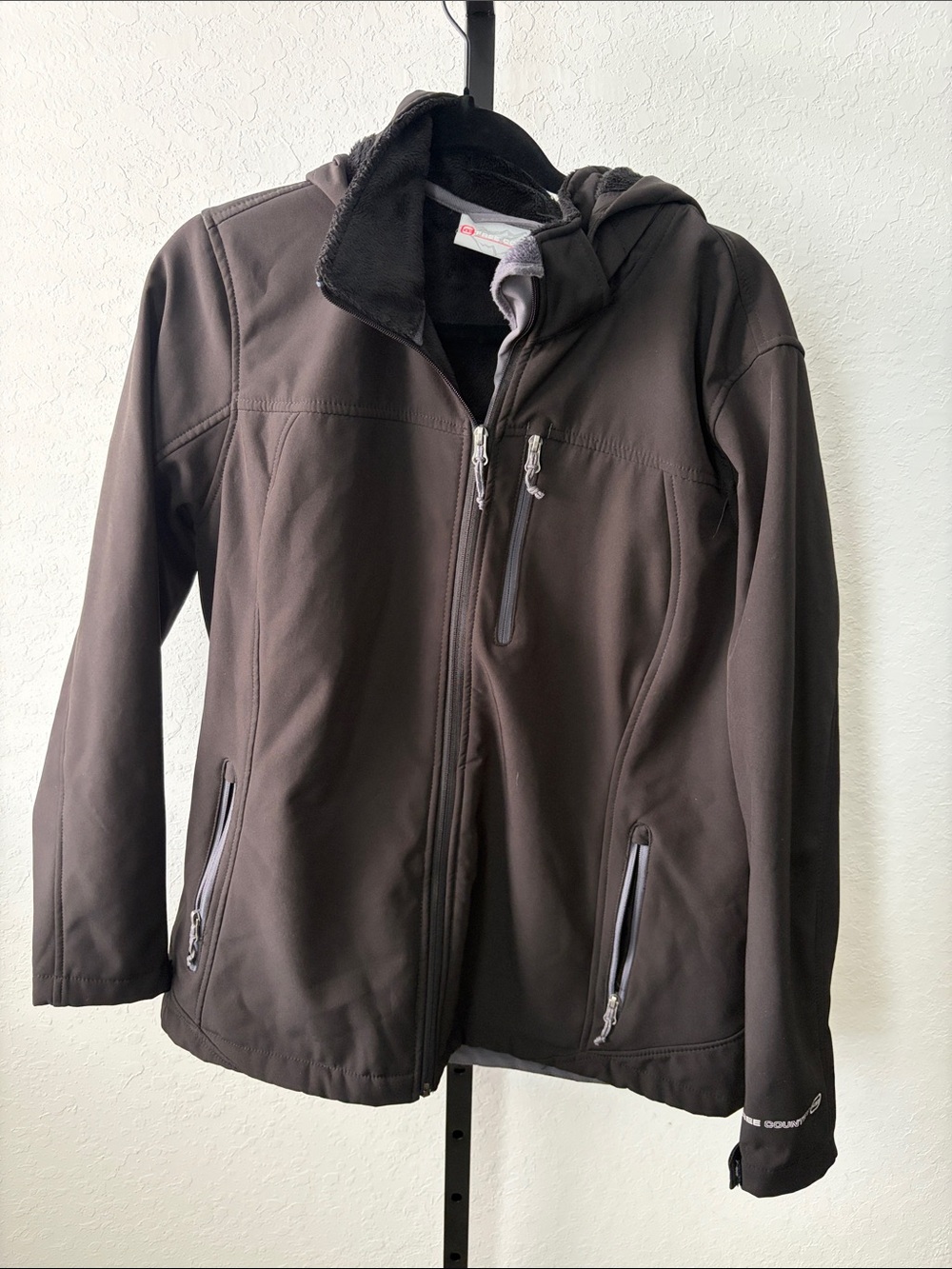 Free Country Black Hooded Utility Jacket with Zip Pockets